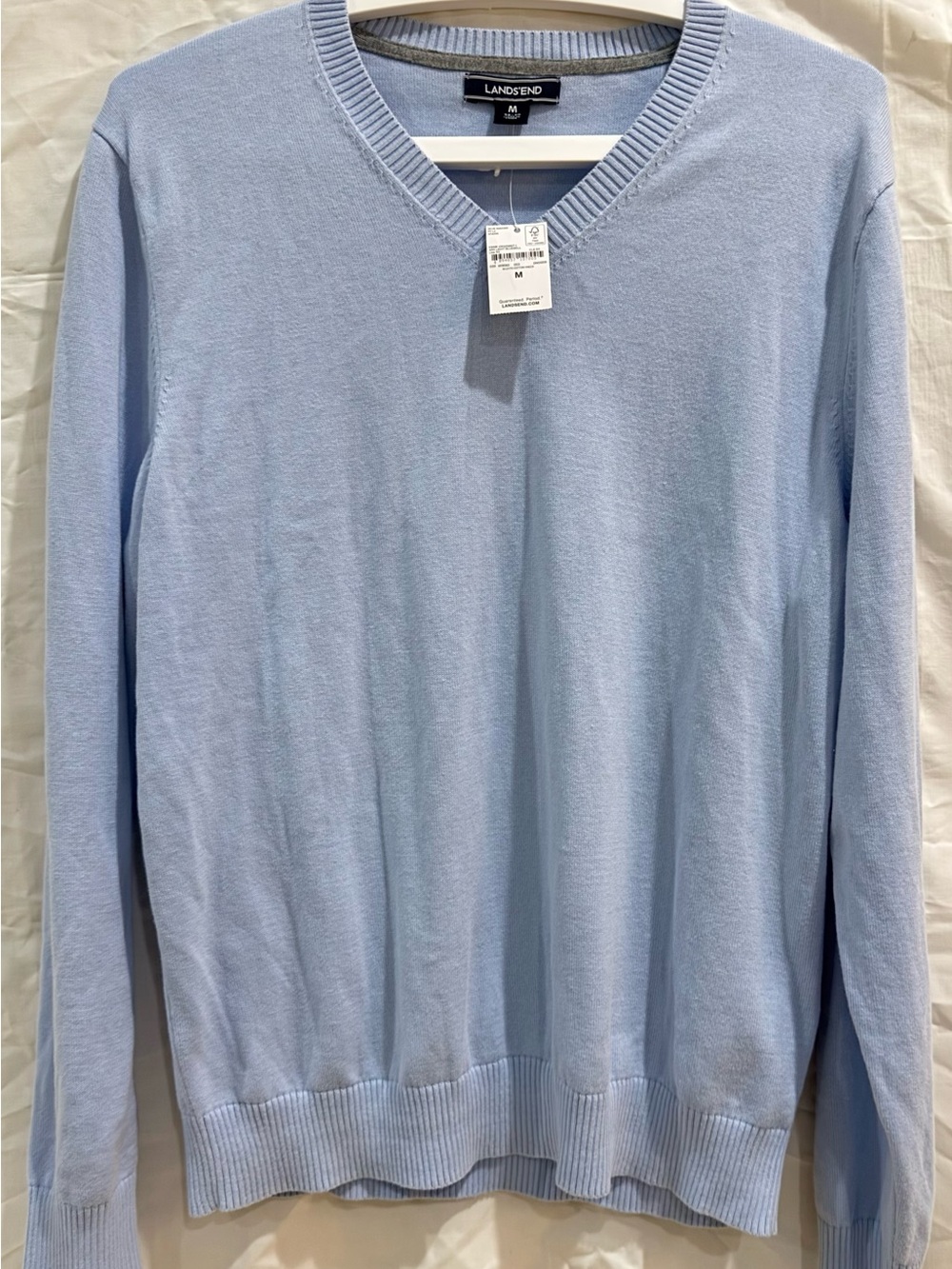 Lands' End Men's Light Blue V-Neck Sweater